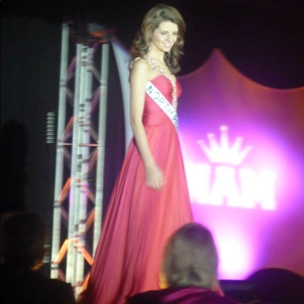 Sherri Hill Custom One of a Kind Pink Orange Gown Rhinestone Pageant Prom Gown - Picture 8 of 8